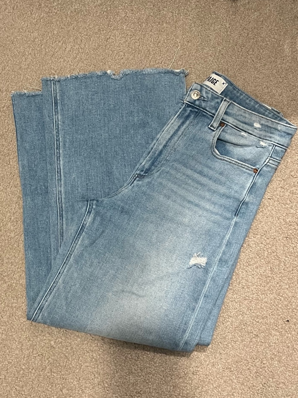 PAIGE Light Blue Cropped Ankle Jeans